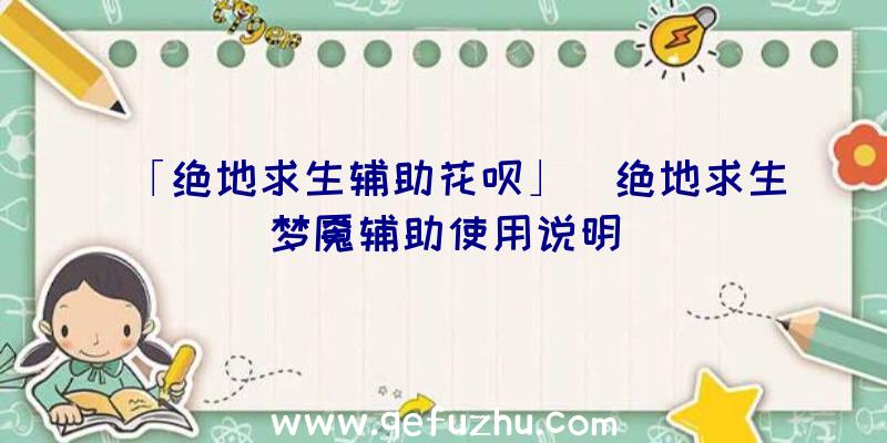 「绝地求生辅助花呗」|绝地求生梦魇辅助使用说明